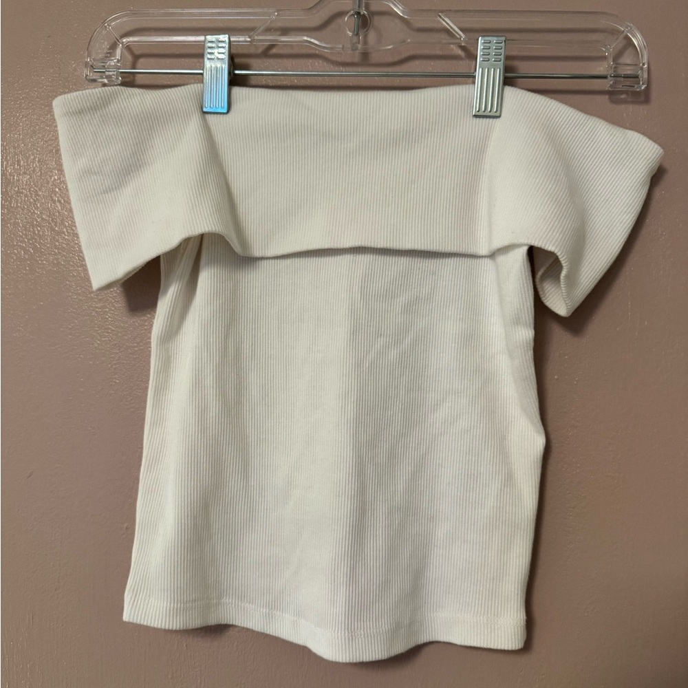 Ardene Off-Shoulder Ribbed White Camisole